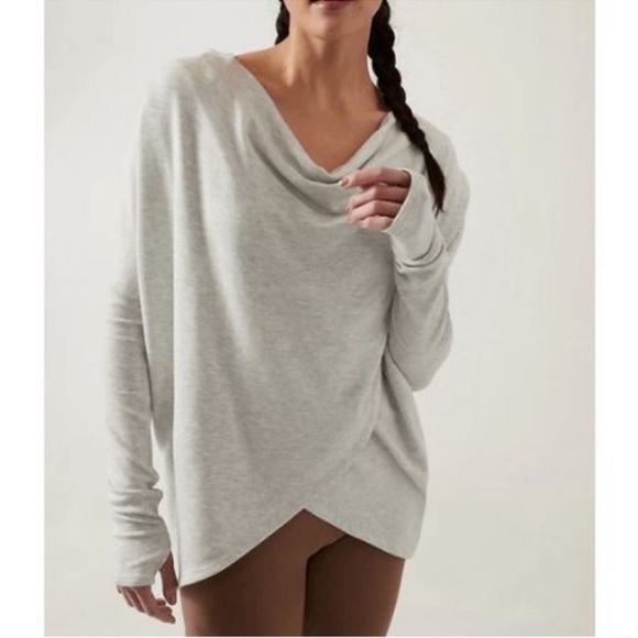 Athleta Tops - Athleta Purana Wrap Sweatshirt Gray 1X